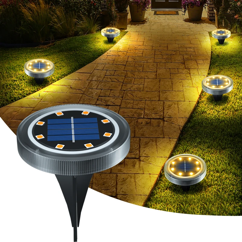 

Solar Powered Ground Lights IP65 Waterproof Outdoor LED Disk for Garden Non-Slip Landscape Path Lighting Patio Lawn