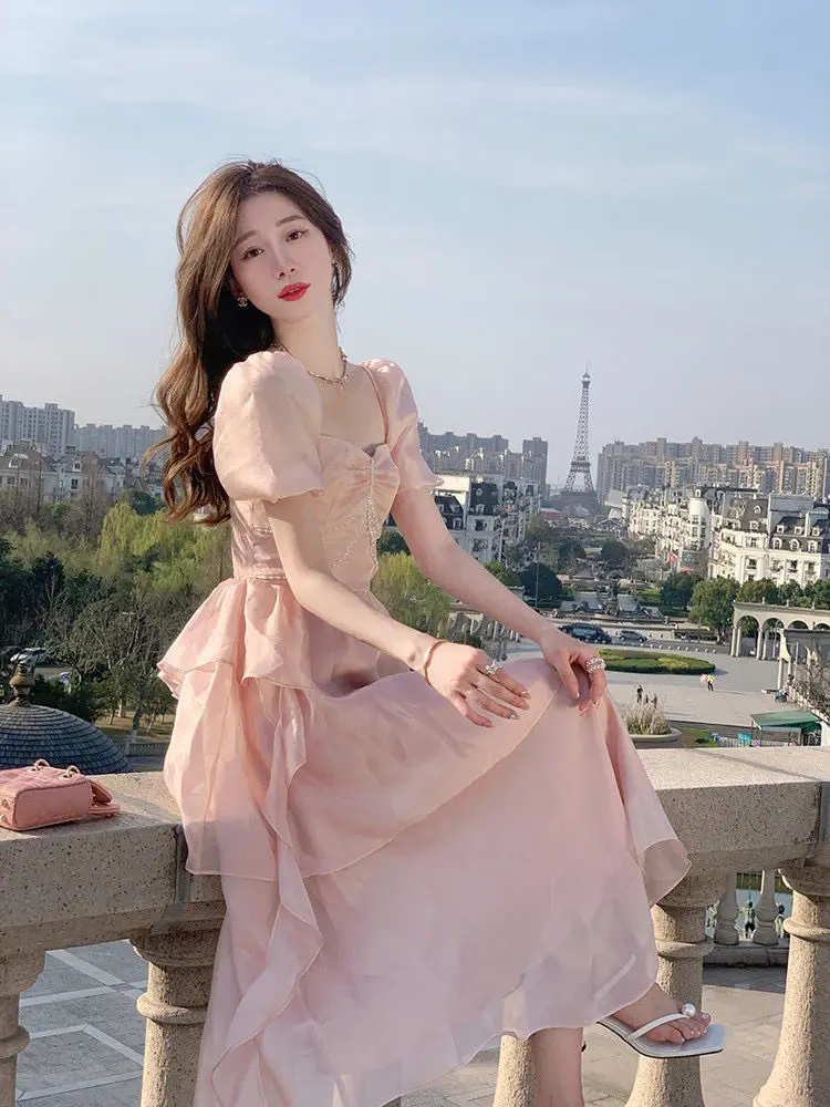 Korea Fairy Sweet Chic Princess Dresses Temperament Gentle Wind Chiffon Dress Women's 2023 Summer French Vintage Party Dress
Korea Fairy Sweet Chic Princess Dresses Temperament Gentle Wind Chiffon Dress Women's 2023 Summer French Vintage Party Dress