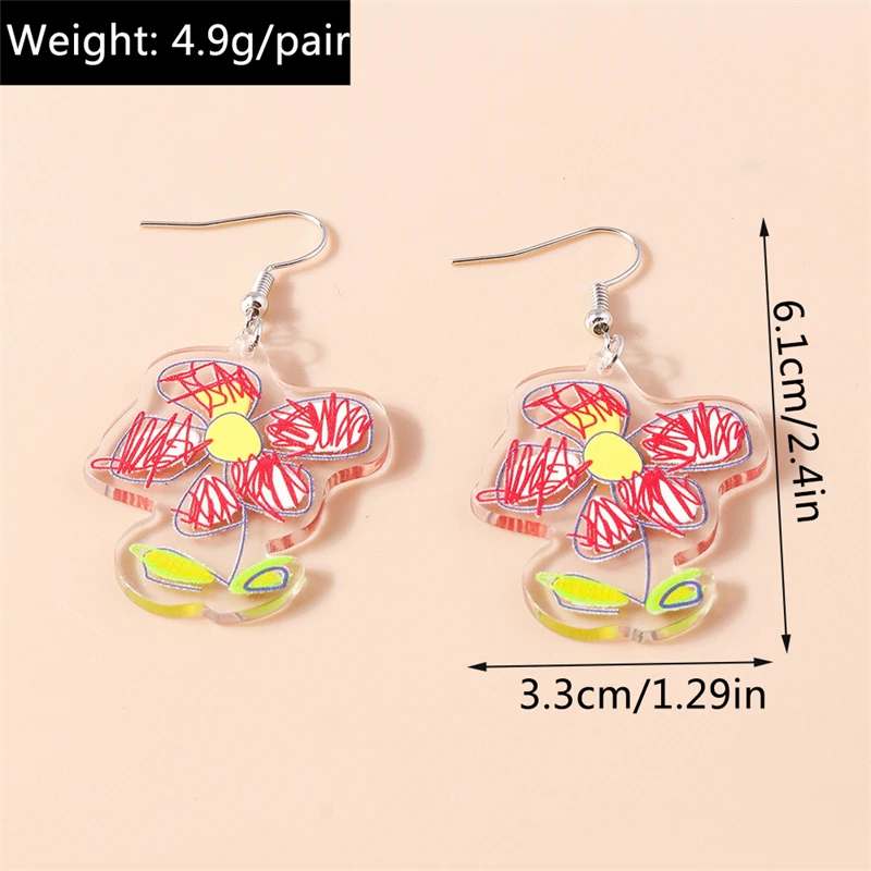 Handmade Flower Drop Earrings - Colorful Knitted Dangle Hooks for Women 15 Sf73473f5f18244778486a9f2348253fbP