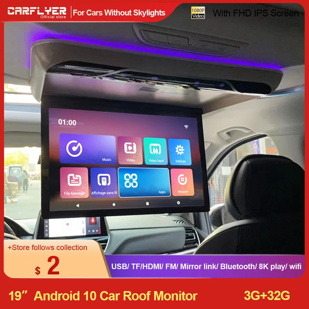 19 Inch Android 10 3+32G Car Roof Mount Monitor HD Touch Screen MP5 Video Player WIFI/Bluetooth/FM/USB/SD/HDMI Car Ceiling TV
19 Inch Android 10 3+32G Car Roof Mount Monitor HD Touch Screen MP5 Video Player WIFI/Bluetooth/FM/USB/SD/HDMI Car Ceiling TV