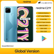 Realme – téléphone portable C21Y, écran LCD IPS de 6.5 pouces, smartphone, mémoire de 4GB et 64GB, double SIM, Triple caméra AI de 13mp, processeur Unisoc T610, batterie de 5000mAh, Version internationale=