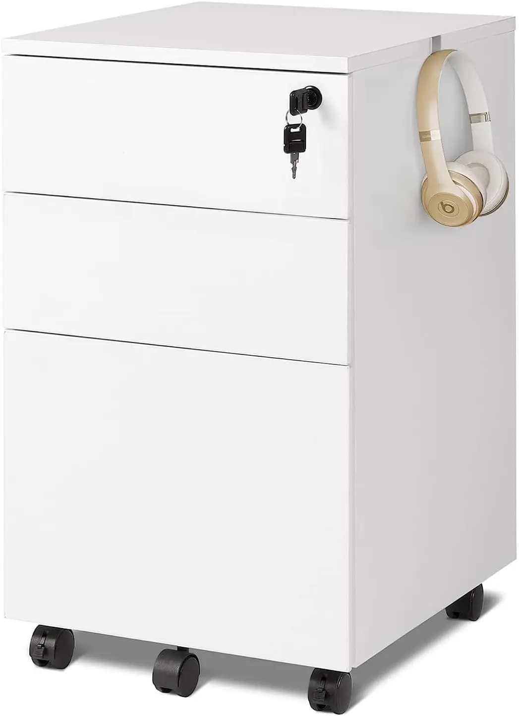 3 Drawer Rolling File Cabinet with Lock, Wood Under Desk Filing Cabinet fits Letter/Legal/A4 Size for Home Office, White/Black
3 Drawer Rolling File Cabinet with Lock, Wood Under Desk Filing Cabinet fits Letter/Legal/A4 Size for Home Office, White/Black