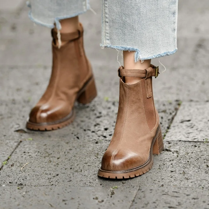 Thick Square Heel Ankle Boots Sheepskin Ladies Shoes Autumn Spring Women Street Style Botas With Back Zip Female Winter Boots
Thick Square Heel Ankle Boots Sheepskin Ladies Shoes Autumn Spring Women Street Style Botas With Back Zip Female Winter Boots