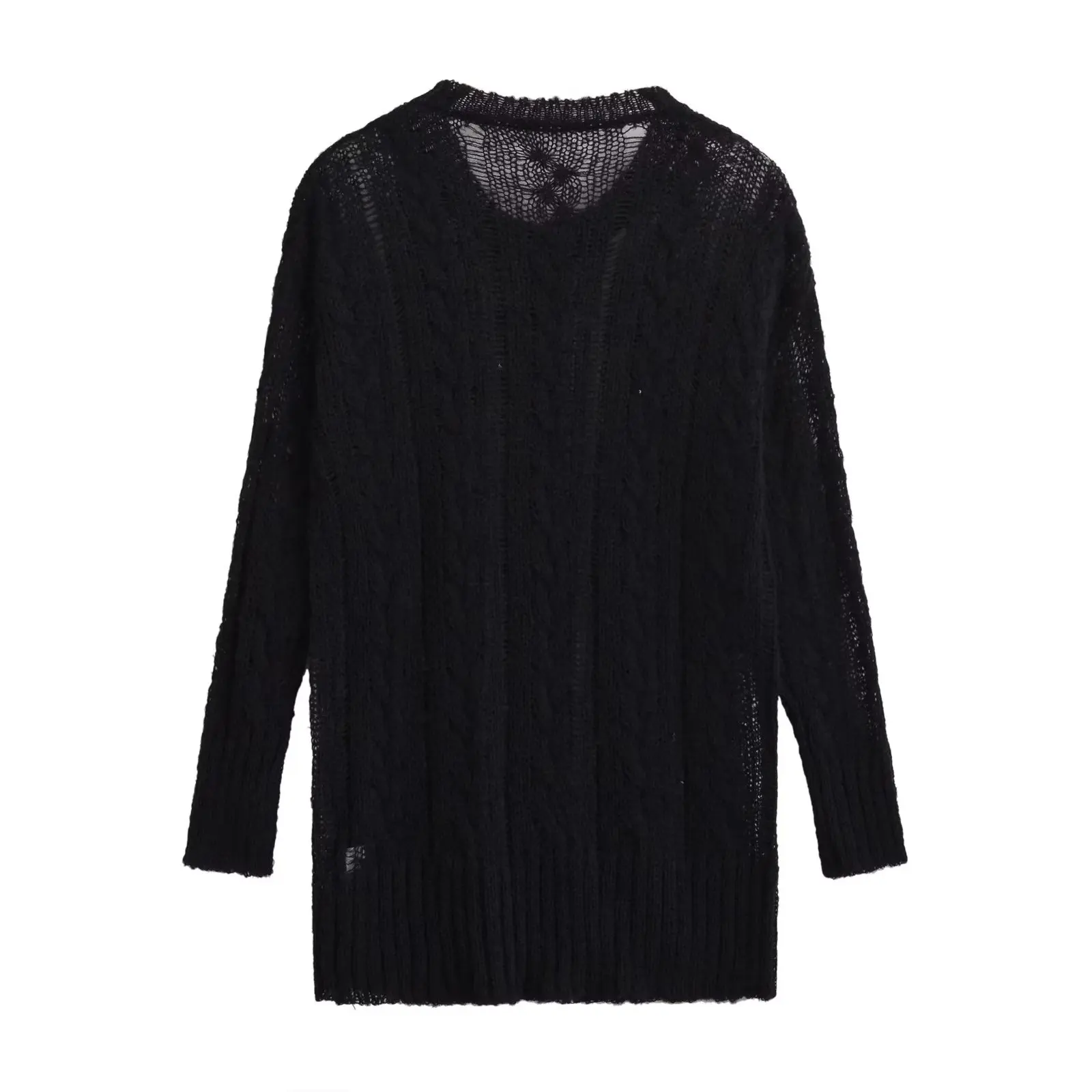 Withered French Country Style Lazy Women's Knitted Sweater Round Neck Black Hollow Loose Long Sleeve Sweater for Women
Withered French Country Style Lazy Women's Knitted Sweater Round Neck Black Hollow Loose Long Sleeve Sweater for Women