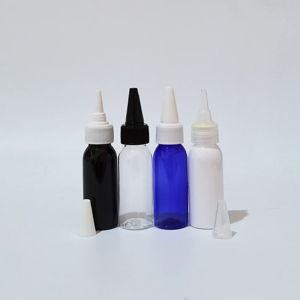 

50PCS 30ml Empty Amber/Blue Plastic Bottles With Pointed Mouth Caps ,1.0 oz Liquid Empty Jam Bottle Containers With Lid