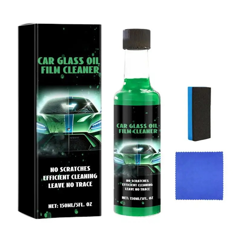 

Glass Oil Film Remover Windshield Polishing Water Stain Removal Paste Auto Glass Window Cleaning Detailing agent towel sponge