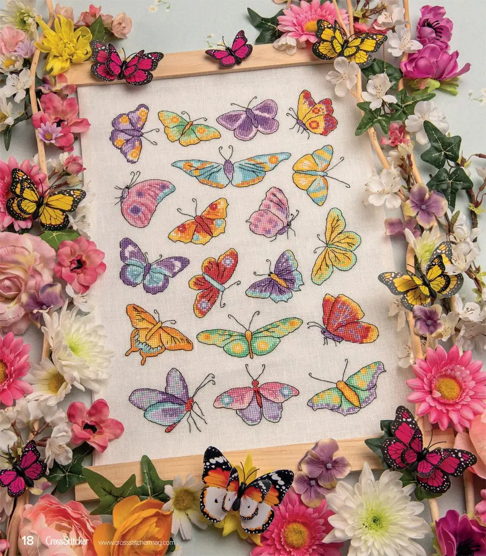 

Набор для вышивания с красочными бабочками 32-43, наборы для вышивки крестиком, хлопковая одежда для рукоделия, домашняя вышивка 10