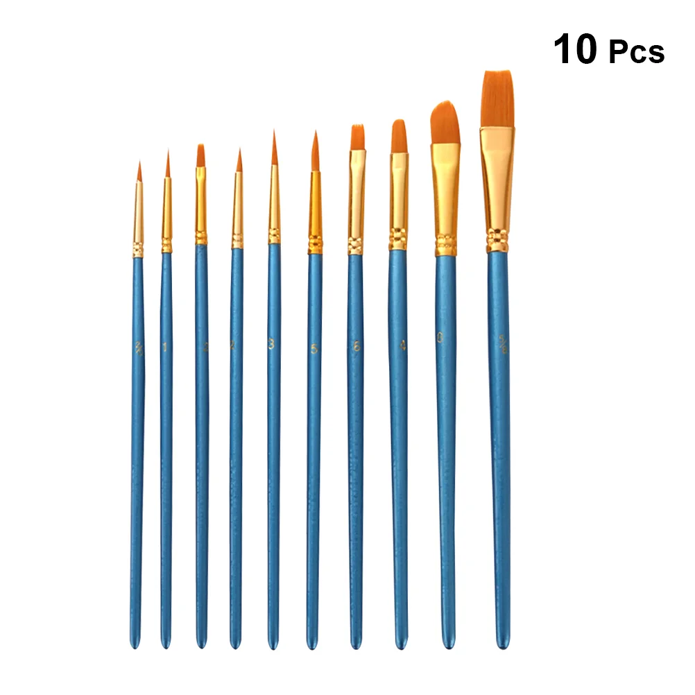 

10pcs Nylon Wool Paint Brushes Wood Handle Oil Painting Brush Gouache Acrylic Oil Painting Brush for Students Artists Drawing