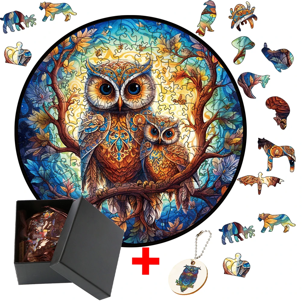 

Wooden Animal Jigsaw Puzzle Toy Owl Puzzle Game Set for Kids and Adults Birthday Gift Brain Teaser Family Interactive Board Game