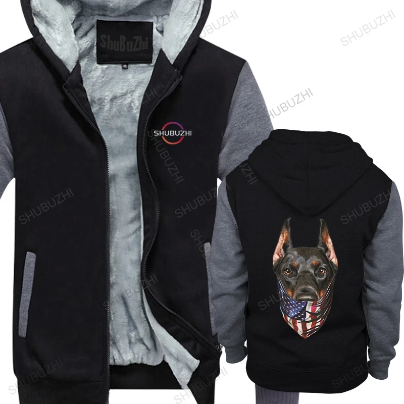 

cotton high quality man hoodies winter jacket Patriotic Doberman In Usa America Bandana, Dog unisex mens hoody outwear oversized