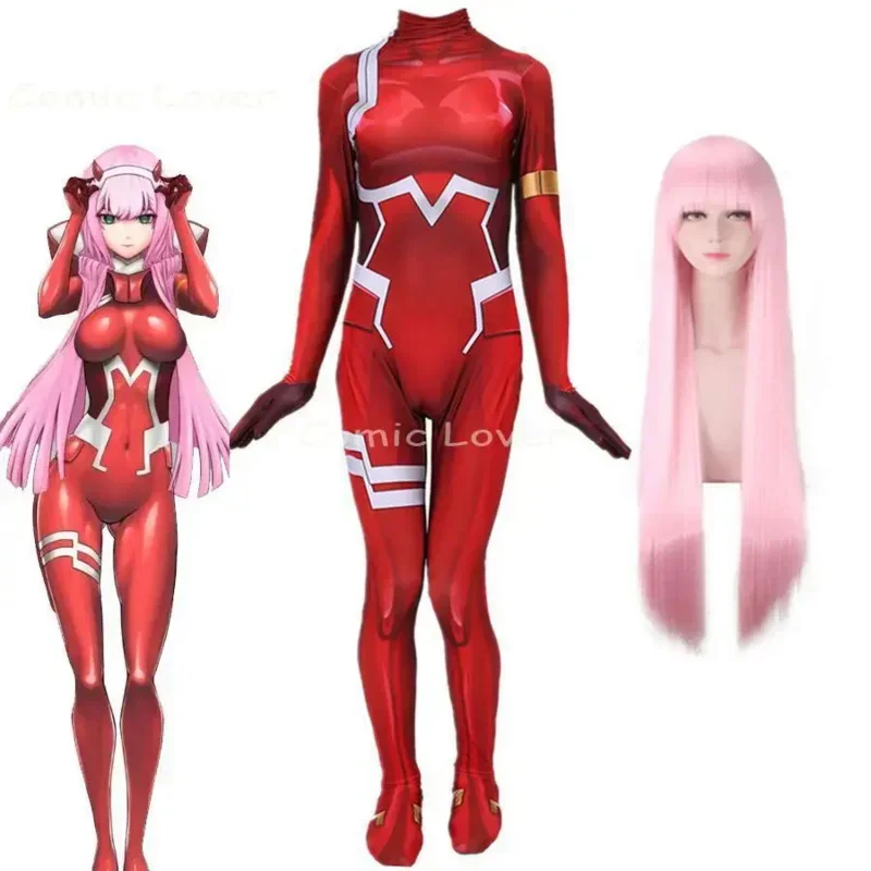 

Darling in the Franxx 02 Bodysuit Jumpsuit Zero Two Cosplay Costumes Anime Wig Women Halloween Party Carnival Costume Catsuit