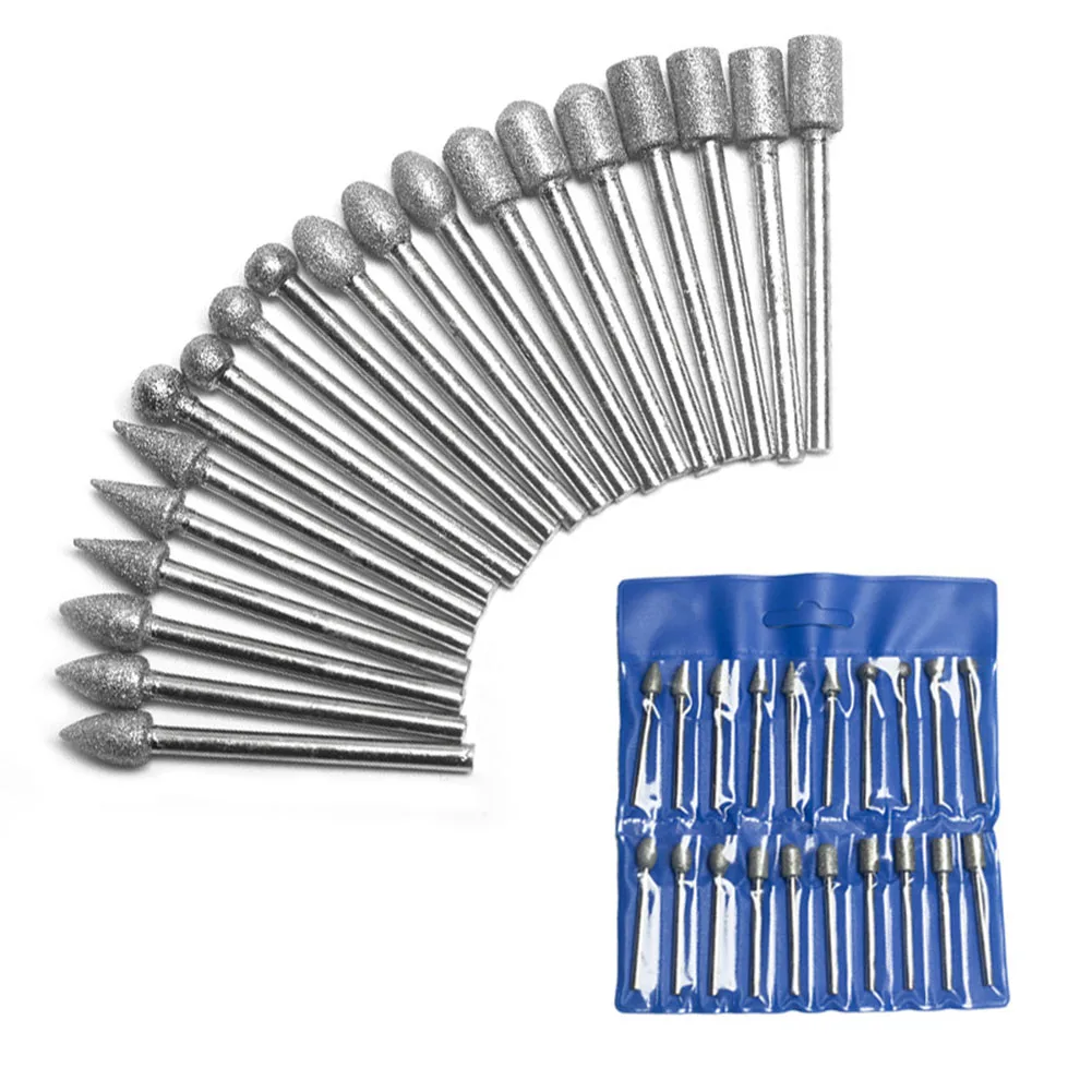 20pcs 3mm Shank Dremel Diamond Grinding Heads Mini Drill Burrs Bit Set For Dremel Rotary Tool Grinding Accessories
20pcs 3mm Shank Dremel Diamond Grinding Heads Mini Drill Burrs Bit Set For Dremel Rotary Tool Grinding Accessories
