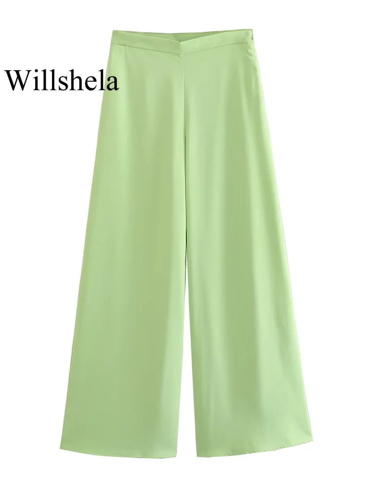 Willshela Women Fashion Green Pleated Side Zipper Wide Leg Pants Vintage High Waist Full Length Female Chic Lady Trouser
Willshela Women Fashion Green Pleated Side Zipper Wide Leg Pants Vintage High Waist Full Length Female Chic Lady Trouser
