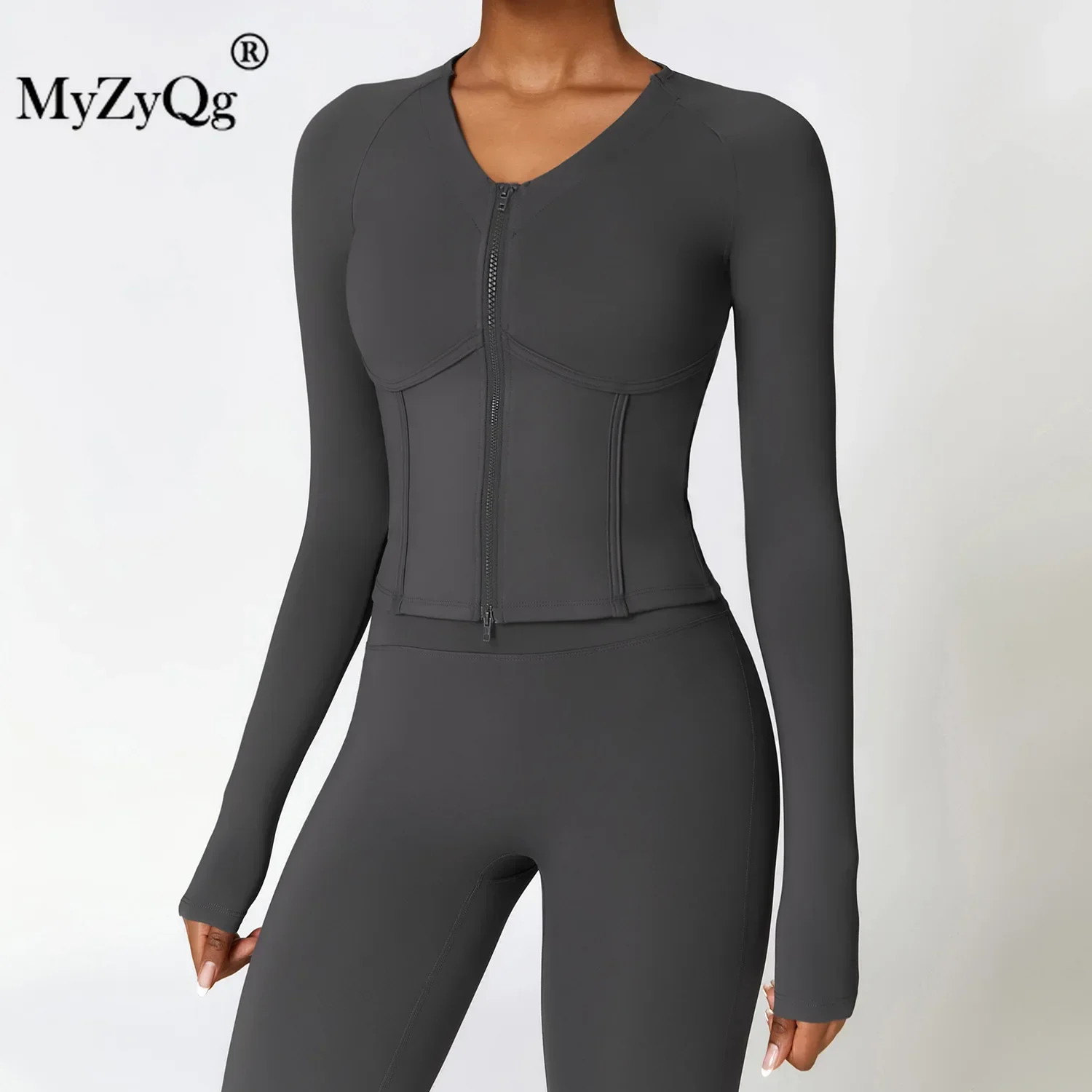 

MyZyQg Women Winter Warm Plus Fleece Long Sleeve Yoga Jacket Tight Outdoor Running Fitness Pilate Gym Jacket