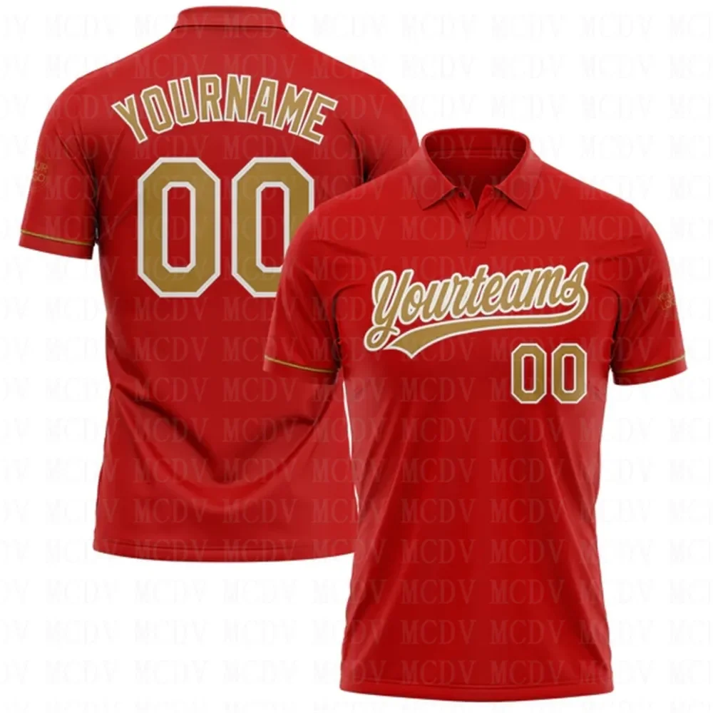 Custom Red Old Gold-White Performance Vapor Golf Polo Shirt 3D Printed Golf Polo Oversized Shirt Summer Sports Tops
Custom Red Old Gold-White Performance Vapor Golf Polo Shirt 3D Printed Golf Polo Oversized Shirt Summer Sports Tops