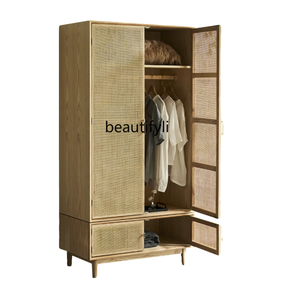New Chinese Style Solid Wood Sliding Door Wardrobe Bed & Breakfast Wardrobe Creative Woven Rattan Storage Locker
New Chinese Style Solid Wood Sliding Door Wardrobe Bed & Breakfast Wardrobe Creative Woven Rattan Storage Locker