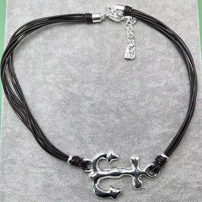 

Новинка 2023 unode 50-это высококачественное модное женское ожерелье из кожаной веревки в европейском и американском стиле, романтичное ювелирное изделие в подарок