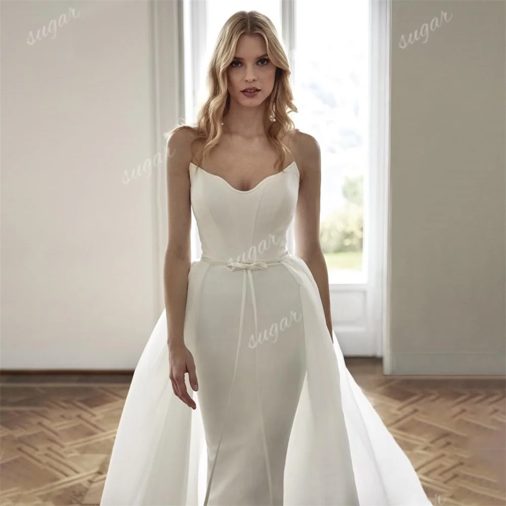 White Vintage Corset Wedding Dresses Mermaid Satin Simple Bridal Gown Detachable Train Backless Wedding Gowns Vestidos De Novia
White Vintage Corset Wedding Dresses Mermaid Satin Simple Bridal Gown Detachable Train Backless Wedding Gowns Vestidos De Novia