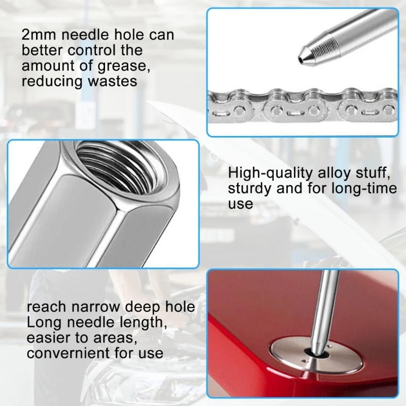 4Pcs Steel Grease Guns Tipss, Needle Nozzle Lubricator Suitable for Hard to Reach Areas Workshop Machinery Maintenance
4Pcs Steel Grease Guns Tipss, Needle Nozzle Lubricator Suitable for Hard to Reach Areas Workshop Machinery Maintenance