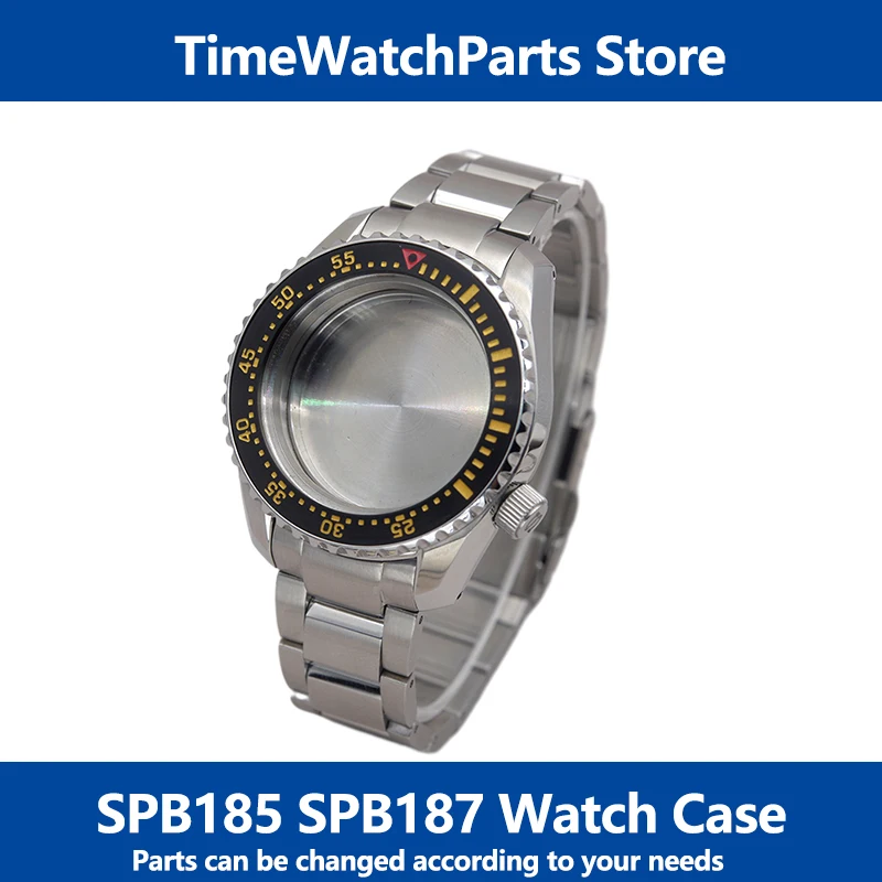 

Seiko Watch Case Mod SPB185 SPB187 Case with Stainless Steel Silver Bracelet Bezel Insert For NH35 NH36 Movement Men Dive Watch