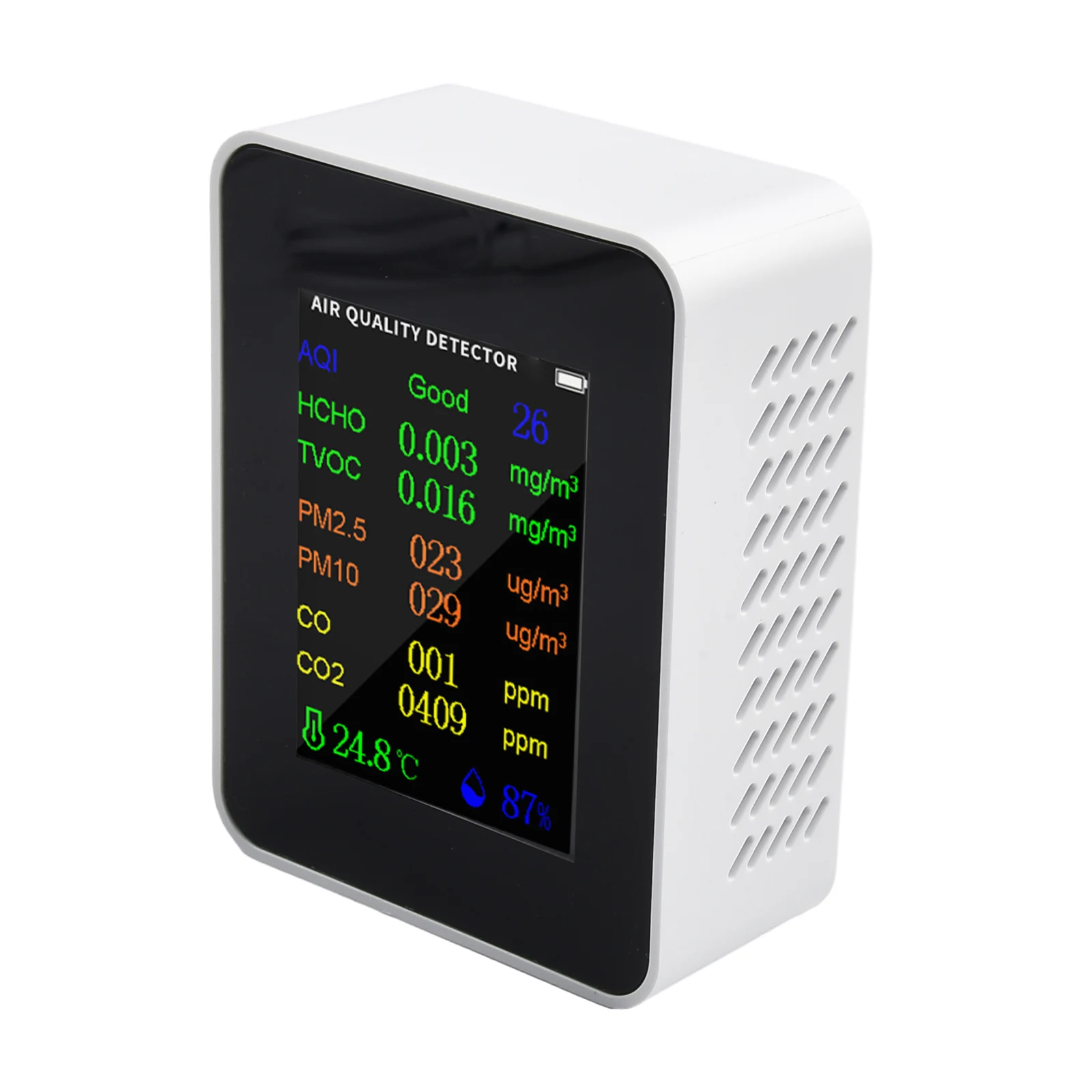 10 in 1 Air Quality Detector PM2 5 PM10 HCHO AQI Tester TFT Colour Display Mobile Phone Control High precision Sensors
10 in 1 Air Quality Detector PM2 5 PM10 HCHO AQI Tester TFT Colour Display Mobile Phone Control High precision Sensors