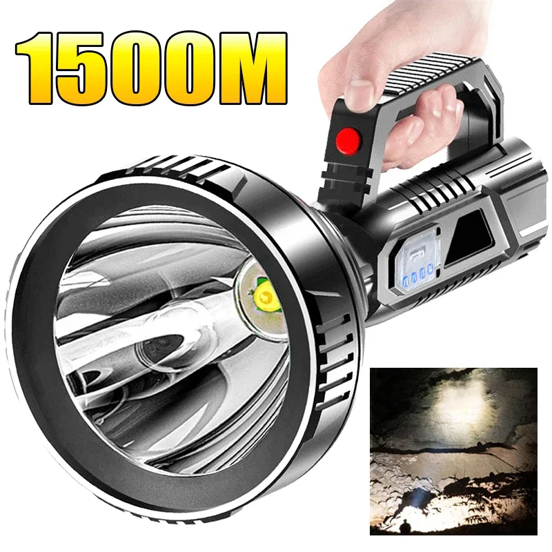 

New High Power LED Flashlight Waterproof Fishing Lantern Torch USB Rechargeable Powerful Spotlight Searchlight Camping Lamp