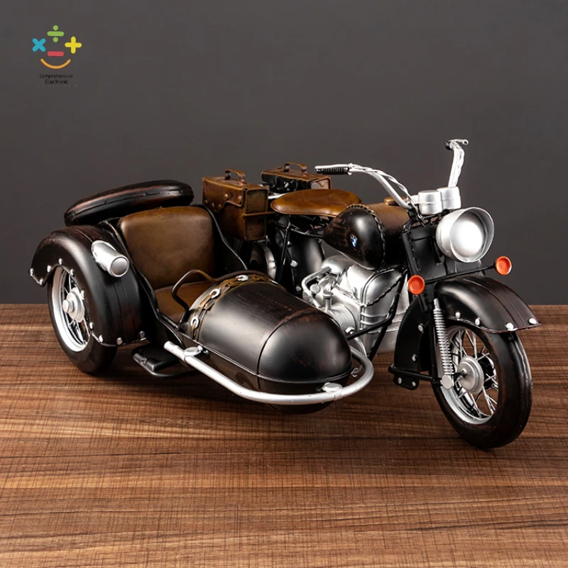 

Retro Nostalgic Decoration Crossbody Three-Wheel Motorcycle Model Artistic Home Living Room Entrance Decoration Decoration