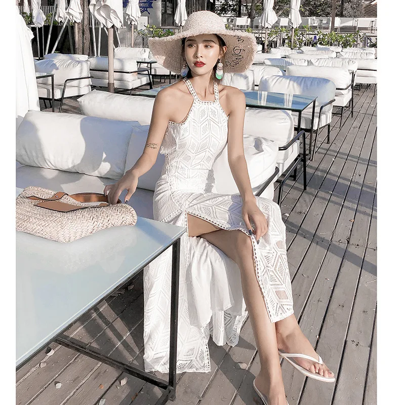 New Hanging Neck Backless Lace Split Dress Beach Holiday Skirt Spring Summer Sleeveless Hollow 2023 Sexy Party Club Chic Elegant
New Hanging Neck Backless Lace Split Dress Beach Holiday Skirt Spring Summer Sleeveless Hollow 2023 Sexy Party Club Chic Elegant