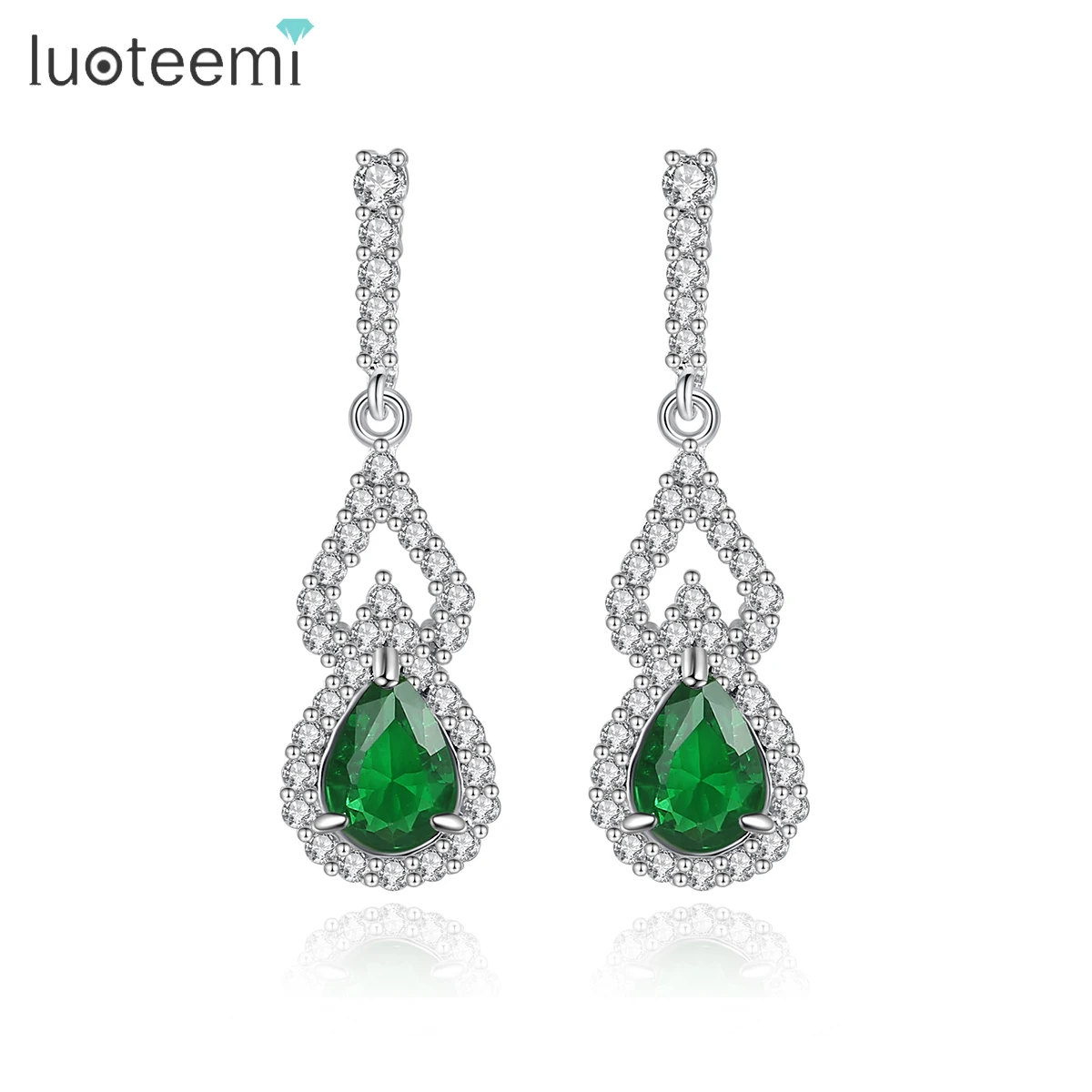 

LUOTEEMI Multiple Zirconia CZ Stones Drop Earrings for Women Fashion Luxury Design Wedding Bridal Accessories Christmas Gifts