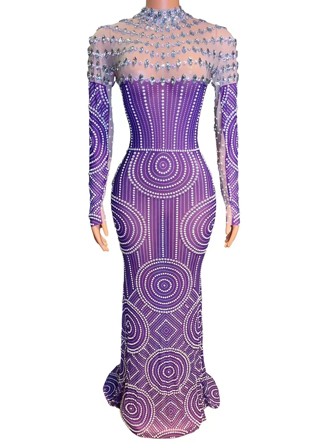 Evening Prom Celebrite Gown Party DressesSparkly Rhinestone Pearls Mesh TransparentLong Dress Women Crystals Singer Stage A095
Evening Prom Celebrite Gown Party DressesSparkly Rhinestone Pearls Mesh TransparentLong Dress Women Crystals Singer Stage A095