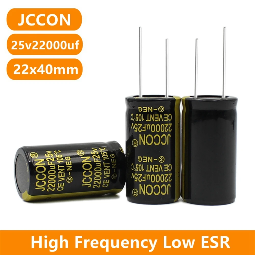 

2PCS JCCON 25v22000uf 22x40mm Aluminum Electrolytic Capacitor High Frequency Low ESR Low Resistance Capacitors