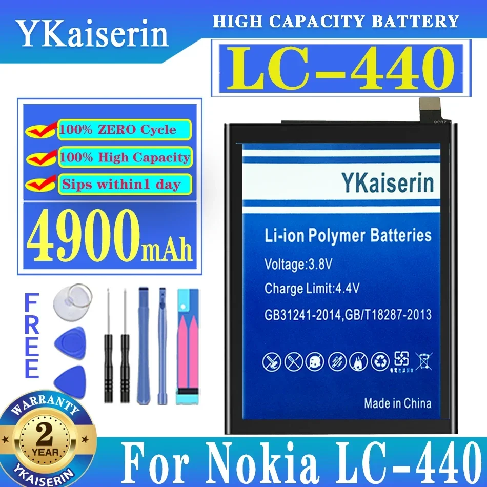 Новый аккумулятор ykaisсеребристый на 4900 мАч для мобильного телефона Nokia LC 440 LC440 + Бесплатные инструменты
Новый аккумулятор ykaisсеребристый на 4900 мАч для мобильного телефона Nokia LC 440 LC440 + Бесплатные инструменты