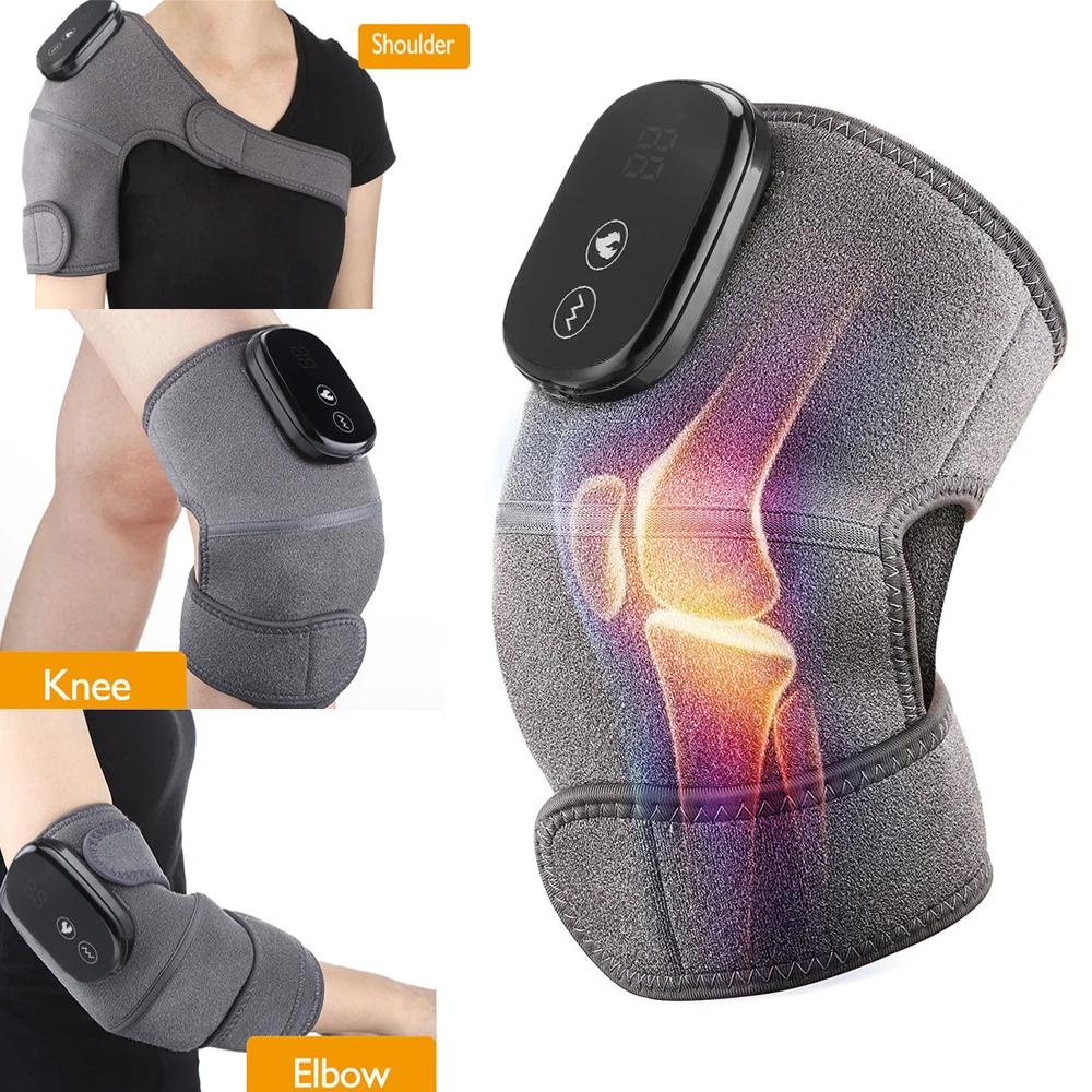 Массажер коленный Электрический с подогревом, вибратор для снятия симптомов боли в суставах и коленях, для физиотерапии, при артрите