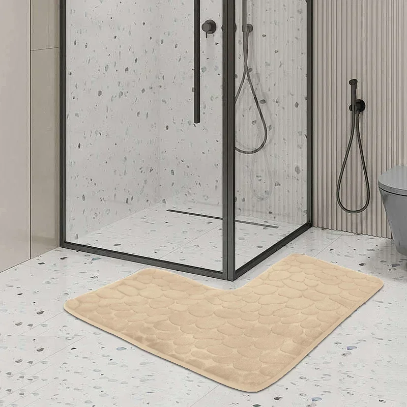 New Cobblestone Non-slip Bathroom Mat L-shaped Corner Toilet Mat Machine Washable Soft Absorbent WC Floor Mat Bath Shower Mats New Cobblestone Non-slip Bathroom Mat L-shaped Corner Toilet Mat Machine Washable Soft Absorbent WC Floor Mat Bath Shower Mats