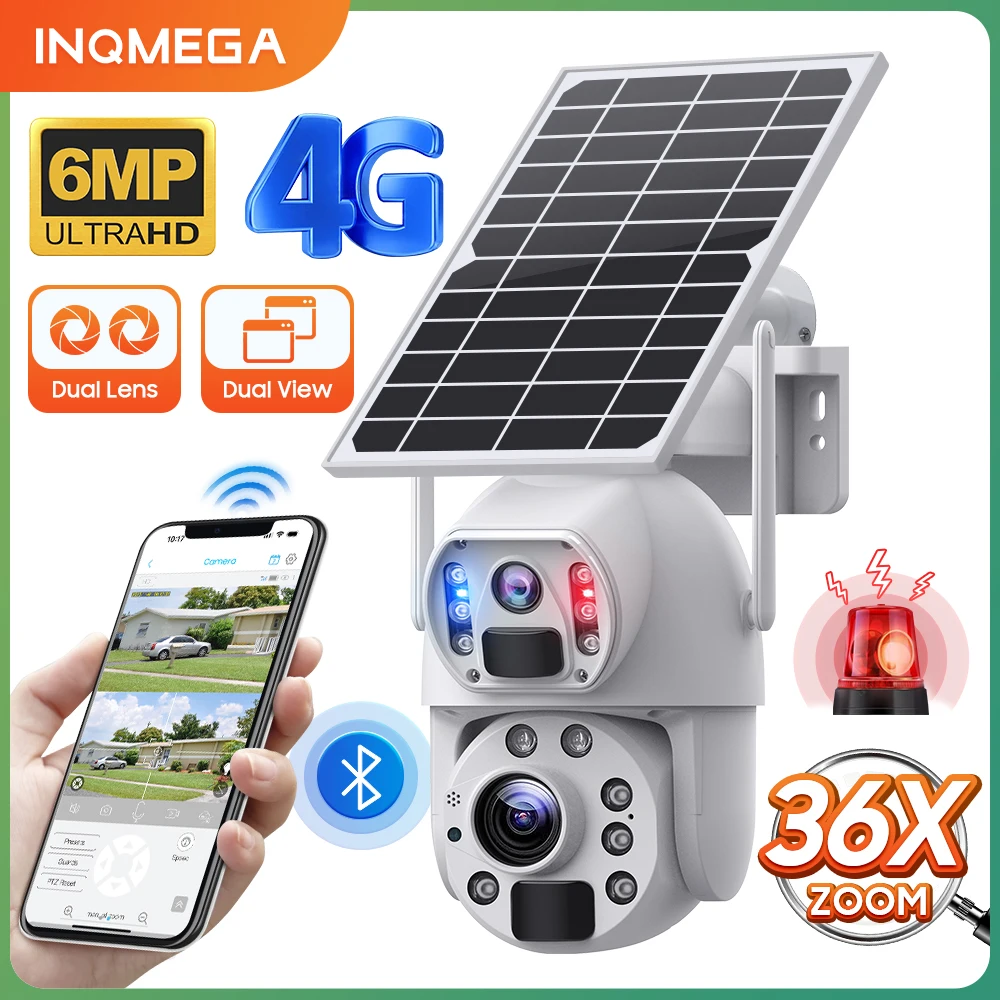 INQMEGA 36X ZOOM 4G LTE Solar Security Camera Dual-Lens 6MP 3K WiFi Solar Battery Cameras Outdoor Siren Alarm Color Night Vision
INQMEGA 36X ZOOM 4G LTE Solar Security Camera Dual-Lens 6MP 3K WiFi Solar Battery Cameras Outdoor Siren Alarm Color Night Vision