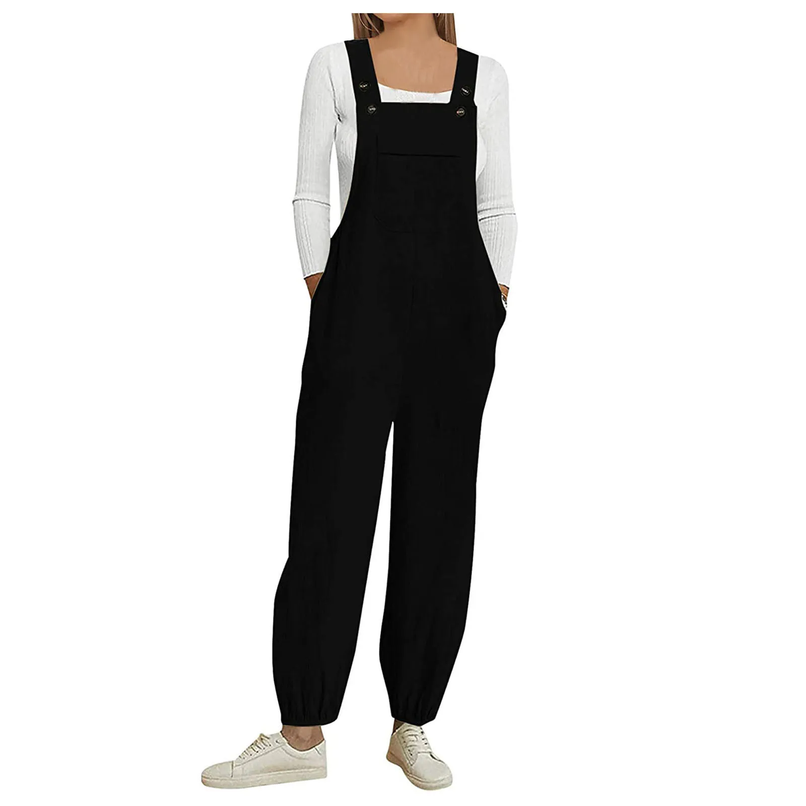 Women Elegant Long Jumpsuits for Women 2022 Sexy Rompers Pocket Strap Button Summer Woman Jumpsuit and Playsuits Black Bodysuit
Women Elegant Long Jumpsuits for Women 2022 Sexy Rompers Pocket Strap Button Summer Woman Jumpsuit and Playsuits Black Bodysuit