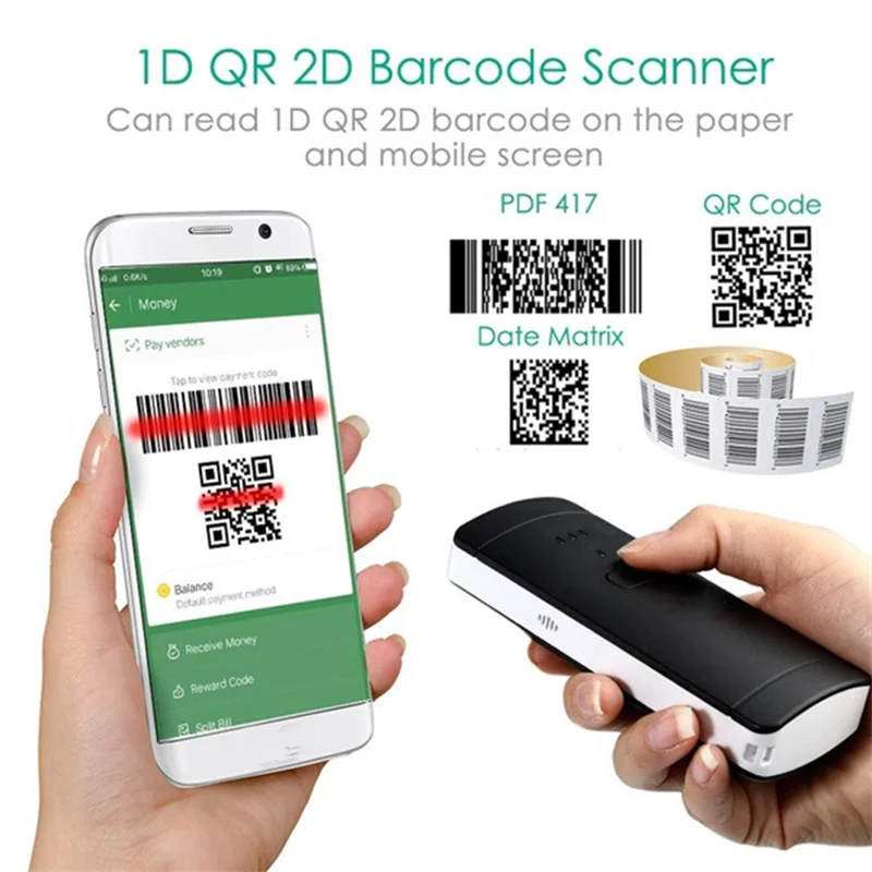 2D QR Barcode Reader Wireless Bluetooth Pocket Mini Barcode Scanner Portable for POS Inventory Barcode Scanners
2D QR Barcode Reader Wireless Bluetooth Pocket Mini Barcode Scanner Portable for POS Inventory Barcode Scanners