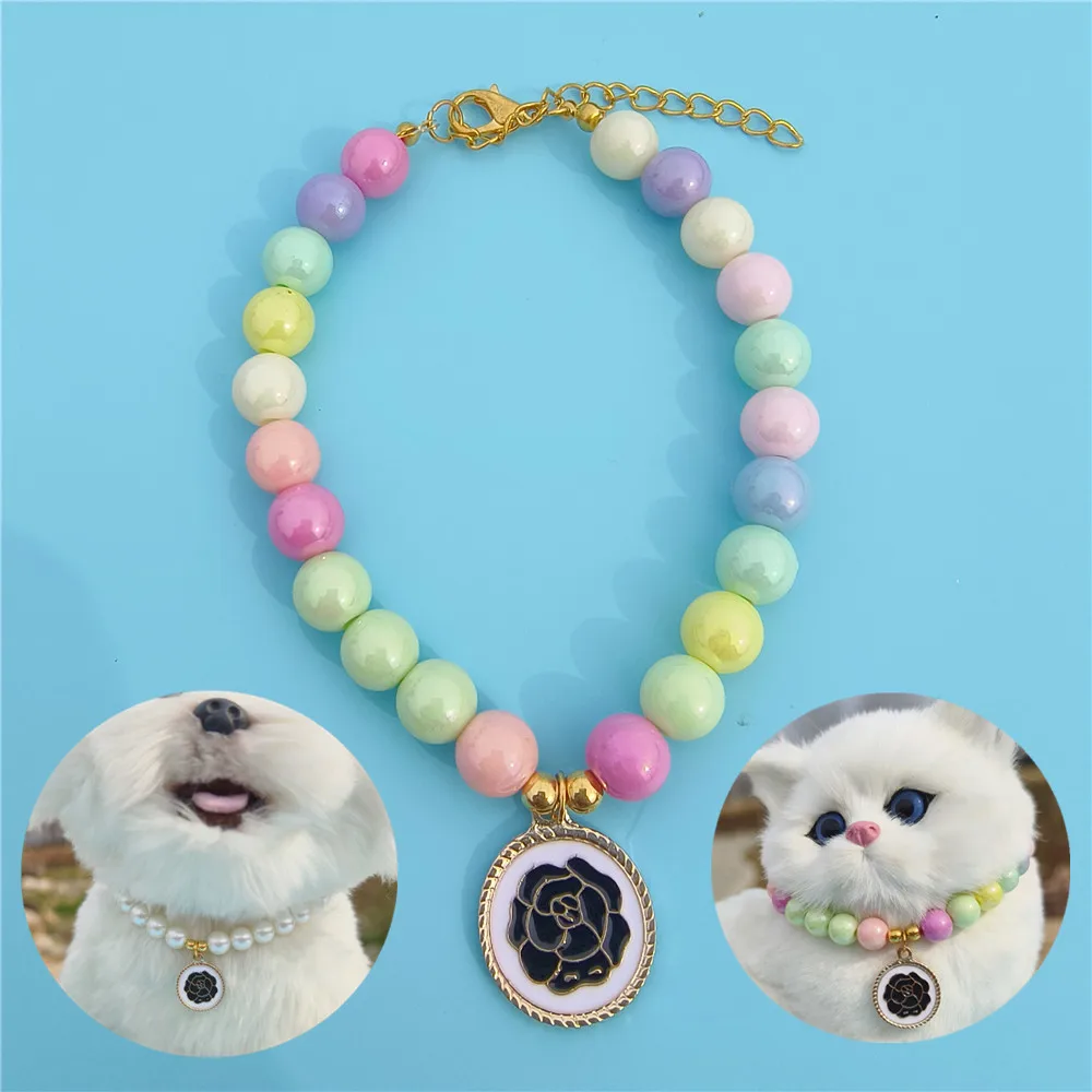Colorful Adjustable Pet Pearl Necklace Cats Dogs Animals Grooming Accessory Fashion Cat Collar Kitten Dog Collier Chat
Colorful Adjustable Pet Pearl Necklace Cats Dogs Animals Grooming Accessory Fashion Cat Collar Kitten Dog Collier Chat