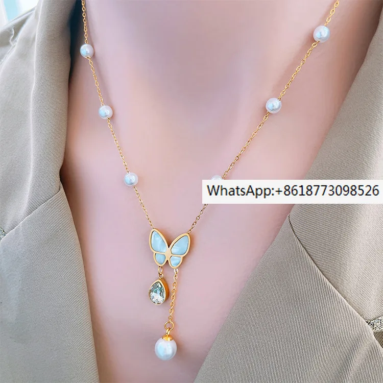 2PCS Fashion Shell Butterfly Collar Chain Pearl Tassel Water Droplet Zircon Pendant Titanium Steel Colorless Necklace for Women
2PCS Fashion Shell Butterfly Collar Chain Pearl Tassel Water Droplet Zircon Pendant Titanium Steel Colorless Necklace for Women
