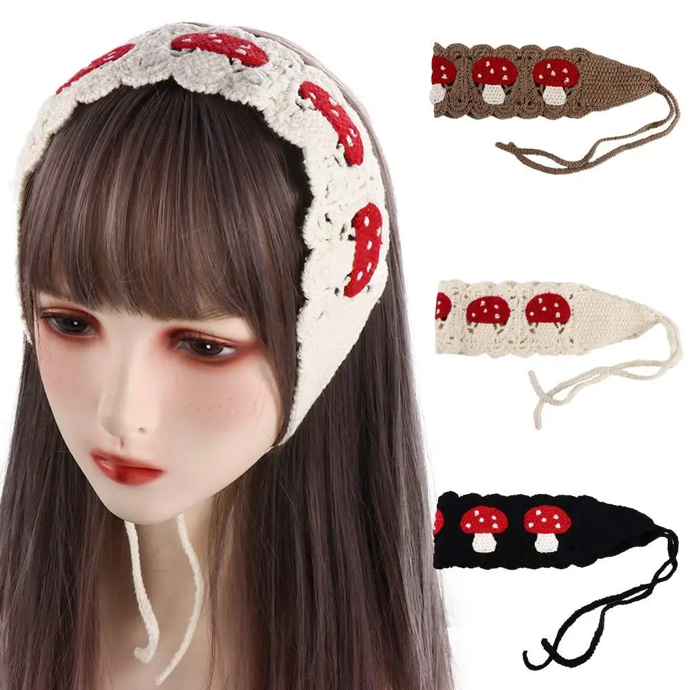 

Temperament Sweet Pastoral Style Mushroom Pattern Girls Photo Pros Bandanas Crochet Hair Band Hairband Hair Accessories