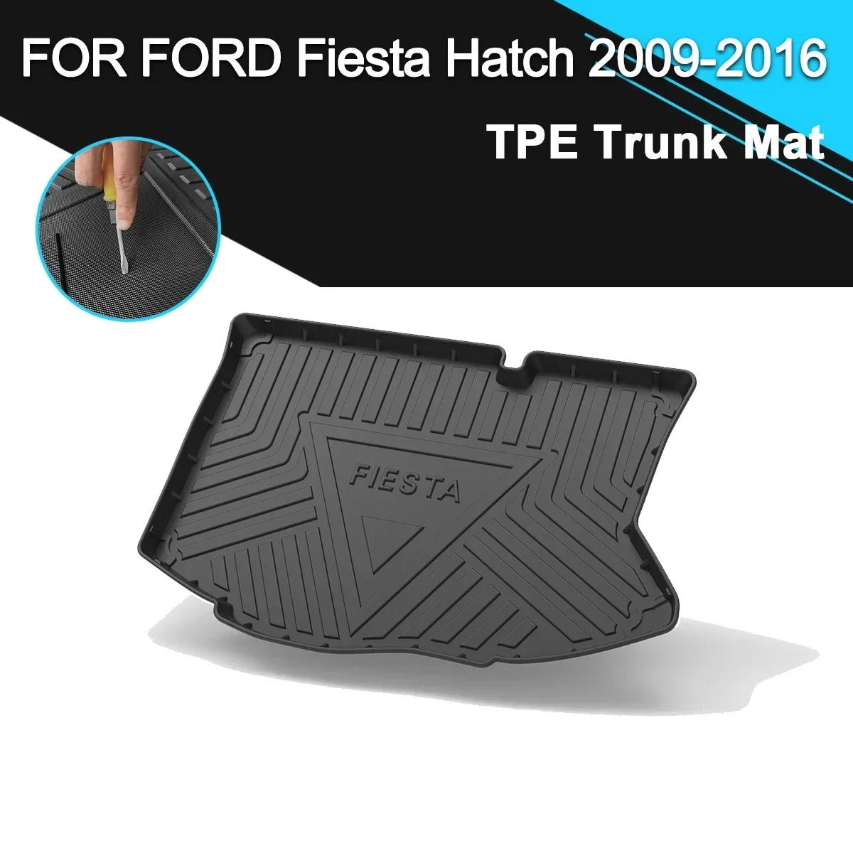 

Накладка на багажник автомобиля, нескользящий водонепроницаемый резиновый коврик из ТПЭ, аксессуары для груза для Ford Fiesta Hatchback 2009-2016