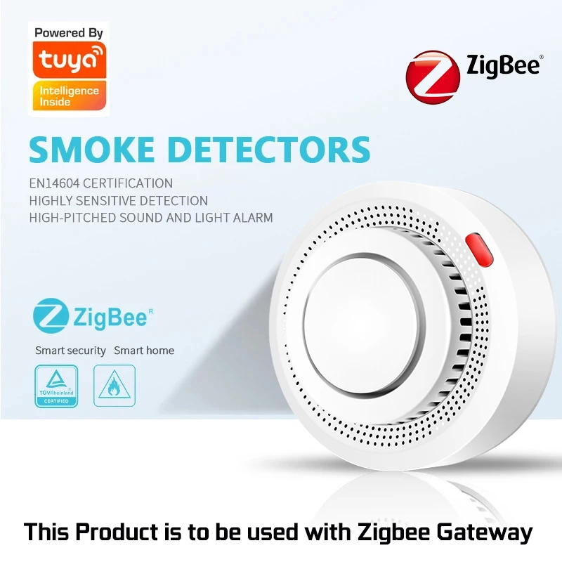 Tuya WIFI Smoke Detector Zigbee Smart Home Smoke Sensor 80DB Fire Alarm Remote Control Work With Smart Life ZigBee Gateway 
Tuya WIFI Smoke Detector Zigbee Smart Home Smoke Sensor 80DB Fire Alarm Remote Control Work With Smart Life ZigBee Gateway