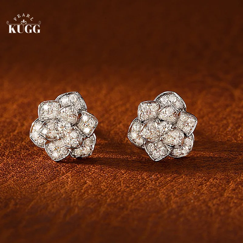 KUGG 18K White Gold Earrings Real Natural Diamond Stud Earrings Romantic Earl Flower Shape Wedding Jewelry for Women Engagement
KUGG 18K White Gold Earrings Real Natural Diamond Stud Earrings Romantic Earl Flower Shape Wedding Jewelry for Women Engagement