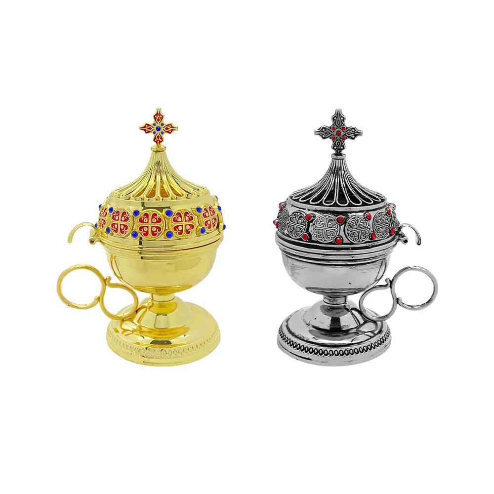 

Orthodox Censer Gold Silver Incense Burner Jesus Christian Catholic Decor Church Religious Supplies turibulo incensario católico