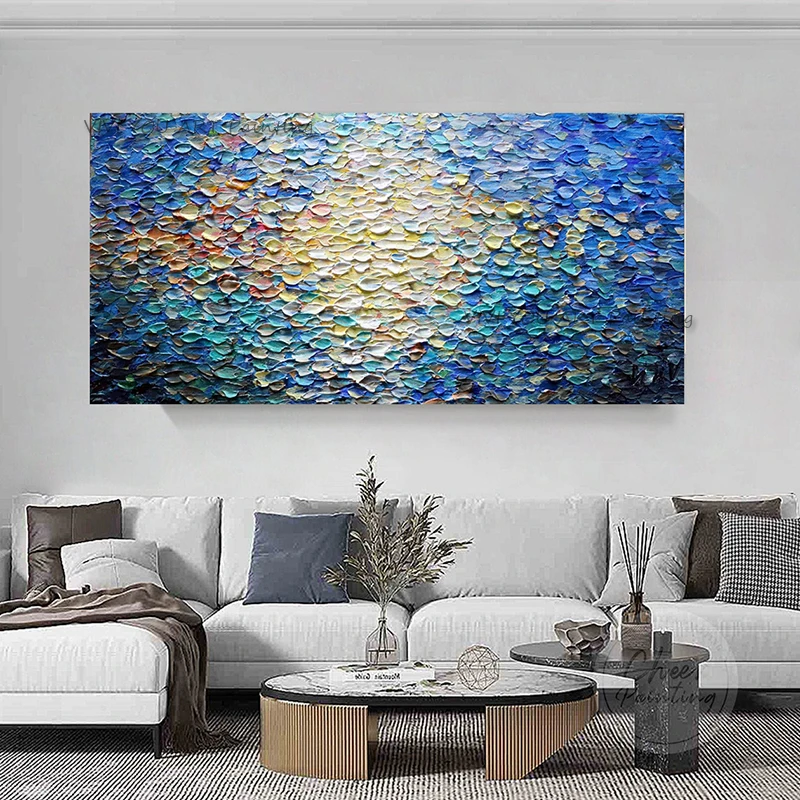 Hot Sales Hand-Painted Kinfe Oil Painting Blue Wall Artwork Light Picture for Living Room Wall Decor Large-size Mural Pictures
Hot Sales Hand-Painted Kinfe Oil Painting Blue Wall Artwork Light Picture for Living Room Wall Decor Large-size Mural Pictures