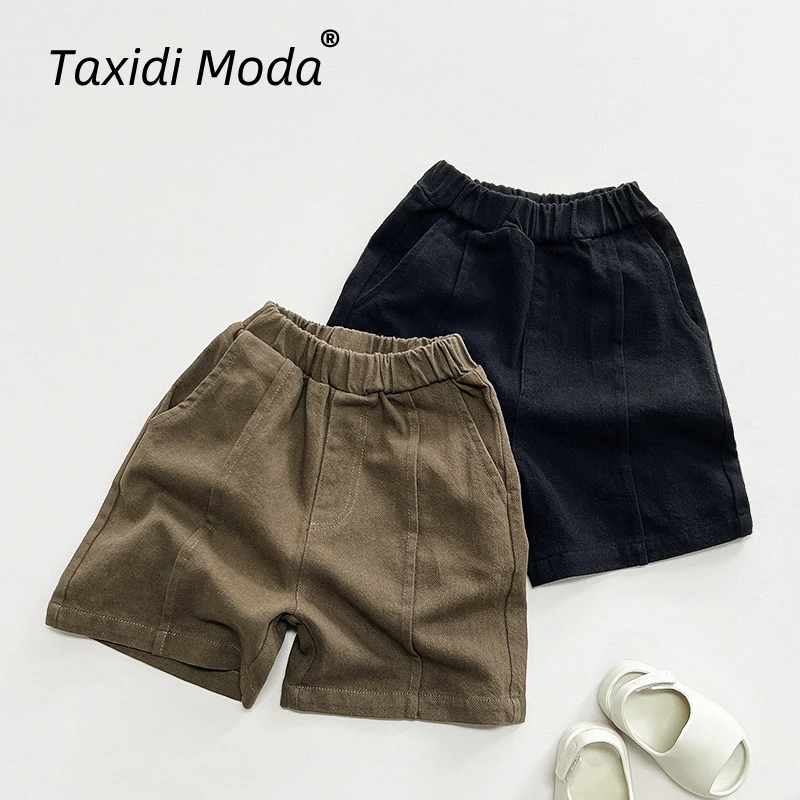 

Cotton Solid Patchwork 2024 Summer New Kids Shorts Pants Casual Boy Short Trousers Korean Toddler Wear Children Clothes For 1-8Y