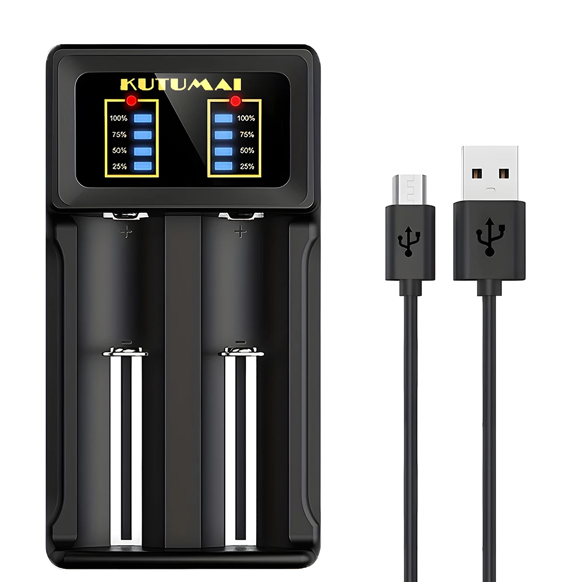 2-Slots 18650 Battery Charger with LED Light Display For 26650 21700 14500 18350 17500 AA AAA C And Other (Battery Not Included)
2-Slots 18650 Battery Charger with LED Light Display For 26650 21700 14500 18350 17500 AA AAA C And Other (Battery Not Included)