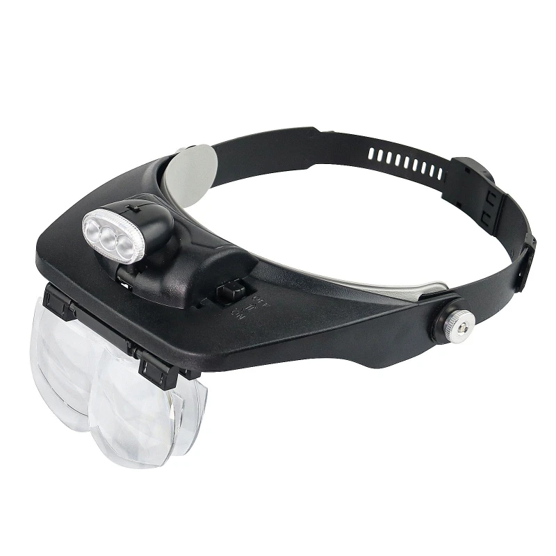 

Head-Mounted Illuminating Magnifier Glasses Loupe 1.2X/1.8X/2.5X/3.5X Repair Dropship
