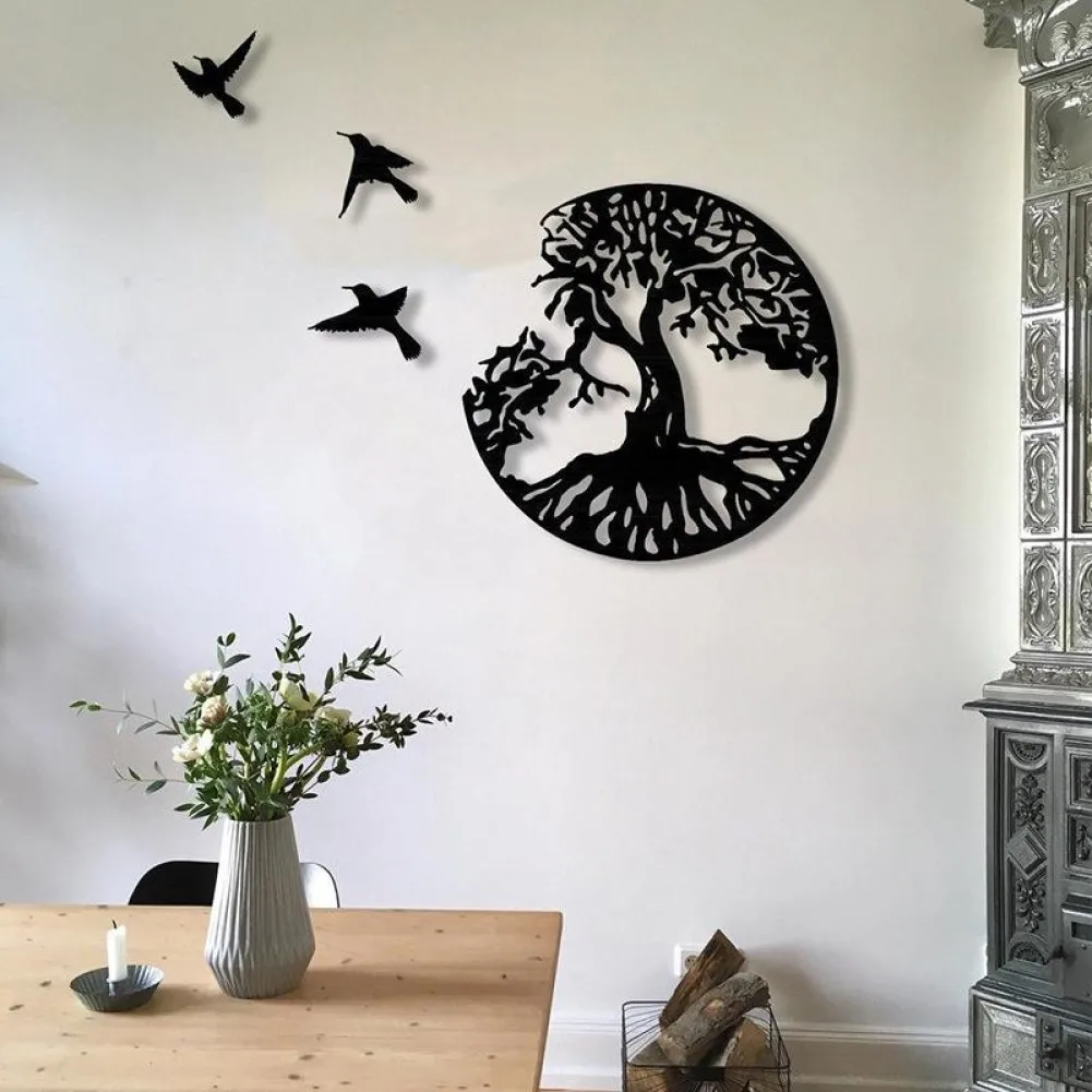 30CM Tree Of Life With 3 Birds Pendant Black Concise Style Metal Metal Wall Hanging Bedroom Living Room Office Decorating
30CM Tree Of Life With 3 Birds Pendant Black Concise Style Metal Metal Wall Hanging Bedroom Living Room Office Decorating