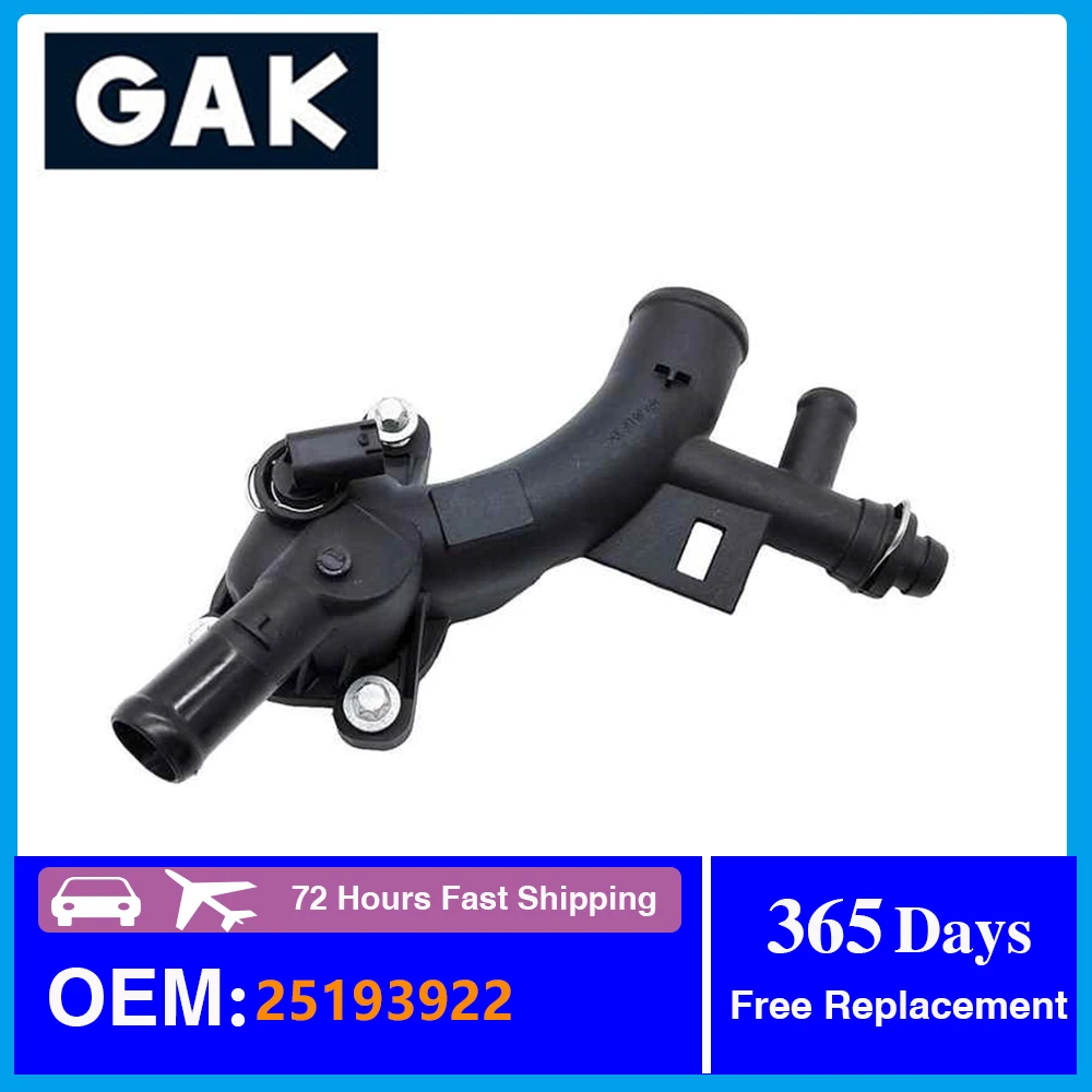 GAK Brand Engine Water Outlet Thermostat Housing For Chevrolet SonicsTrax 1.4L L4 BUICK Encore1.4L OEM 25193922 15-11105 902-846 
GAK Brand Engine Water Outlet Thermostat Housing For Chevrolet SonicsTrax 1.4L L4 BUICK Encore1.4L OEM 25193922 15-11105 902-846
